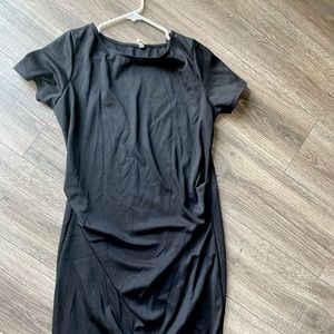Black Short Sleeve Fitted Maternity Dress